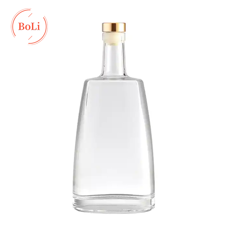 Unique shape 375ml 700ml 1500ml additional flint blank brandy glass vodka gin bottle with cork stopper