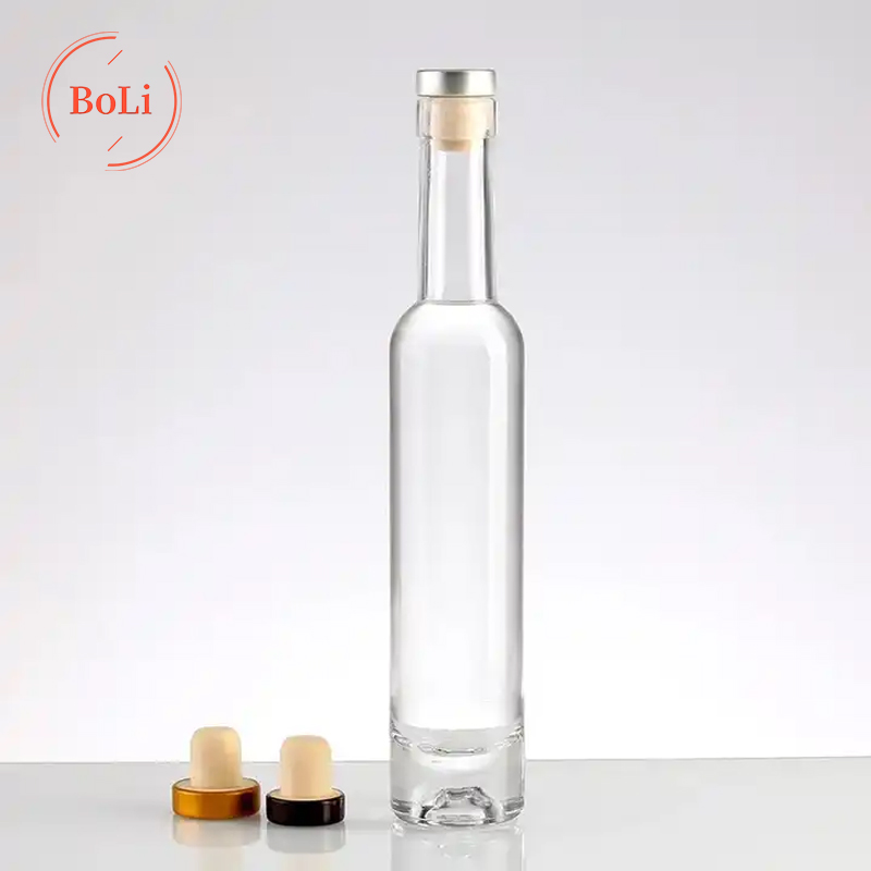 200ml 375ml 500ml 700ml empty vodka glass bottle lead-free gin tequila whiskey glass bottle flint bottle with cork stopper