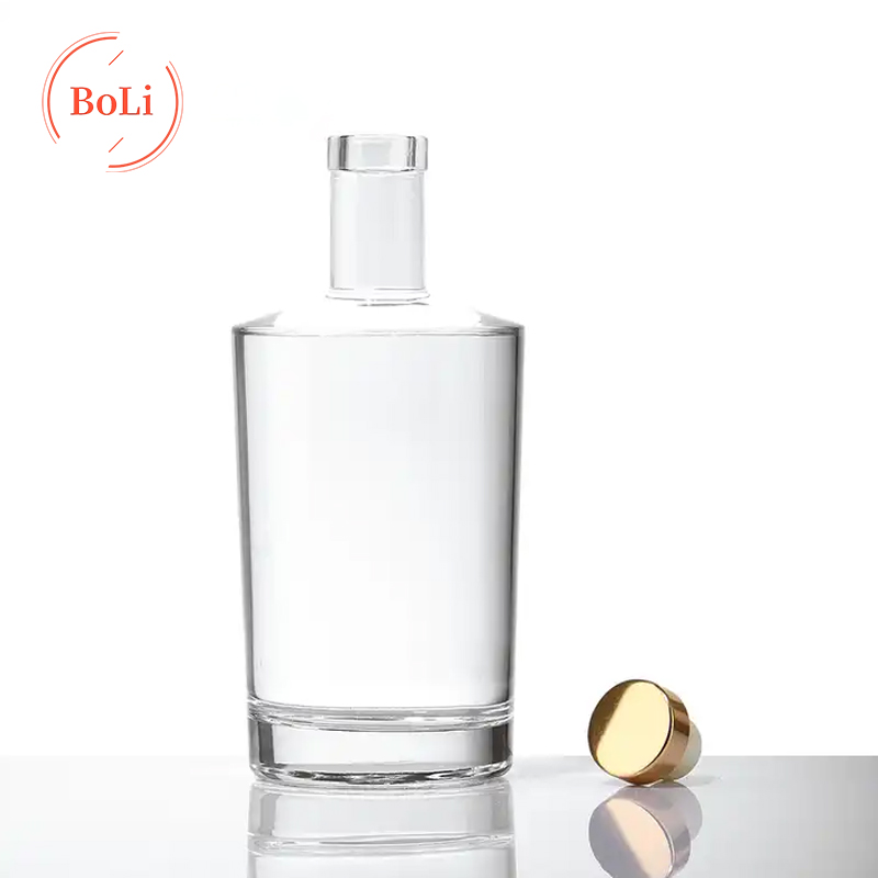 Hot Selling Super Flint Glass Bottle Round Short Neck Glass Bottle Whiskey Rum