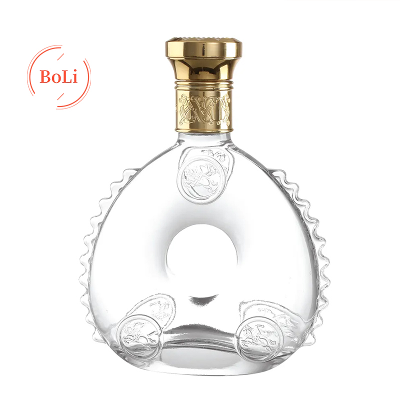 Transparent Round Hollow Flint Square Flat Bottomed Whiskey Spirit Glass Bottle With Screw Cap