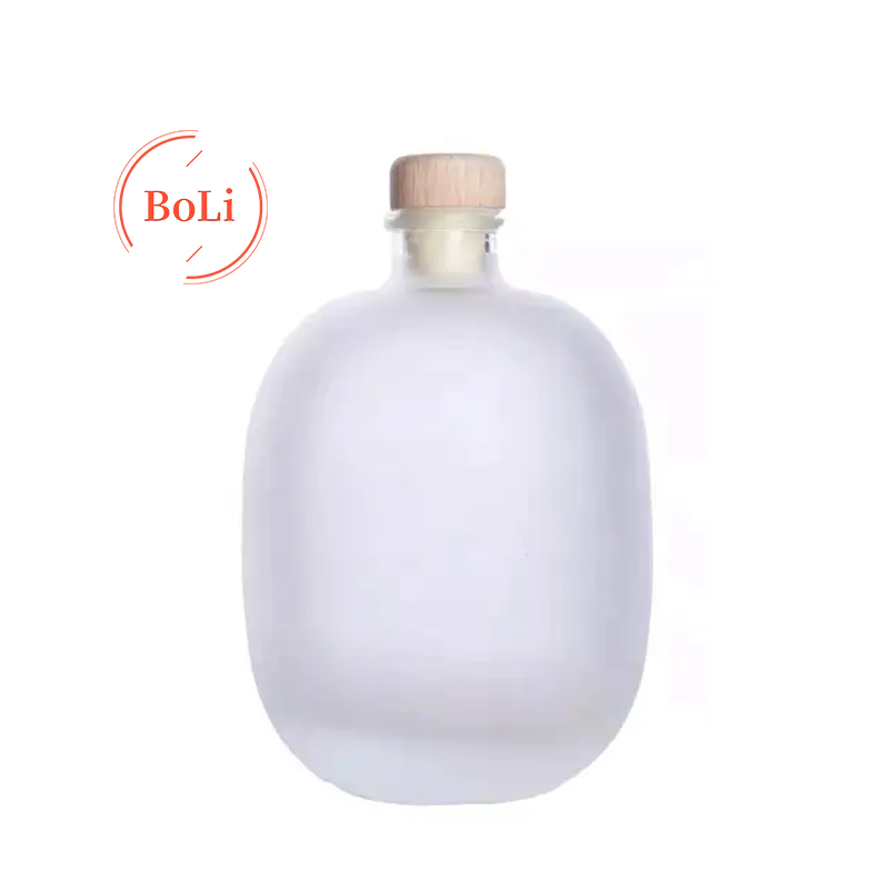 250ml 500ml clear frosted round glass fruit wine bottle with cork