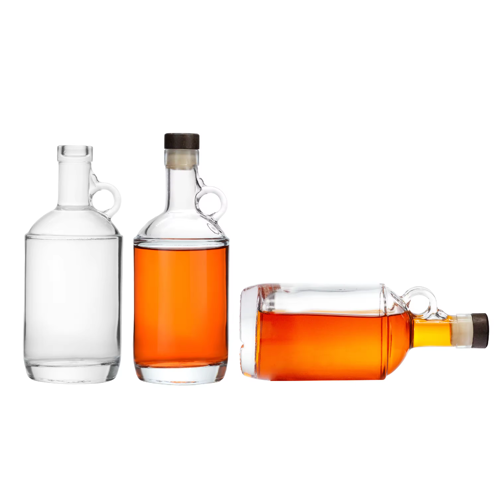 750ml glass bottle with lid for rum, vodka, and gin alcohol