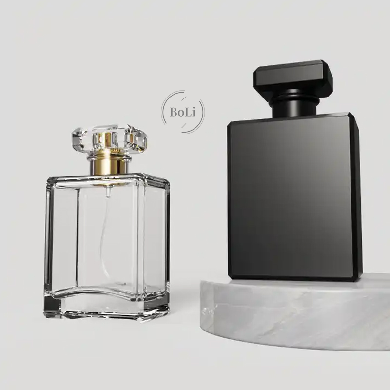 Free sample wholesale 30ml 50ml 100ml transparent square customized spray refillable luxury empty glass perfume bottle