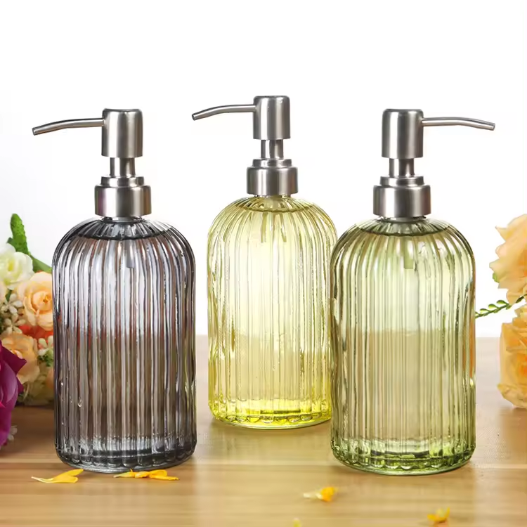 400ml Empty Hand Sanitizer Glass Soap Dispenser Liquid Foaming Hand Soap Lotion Dispenser Bottle Glass With Pump