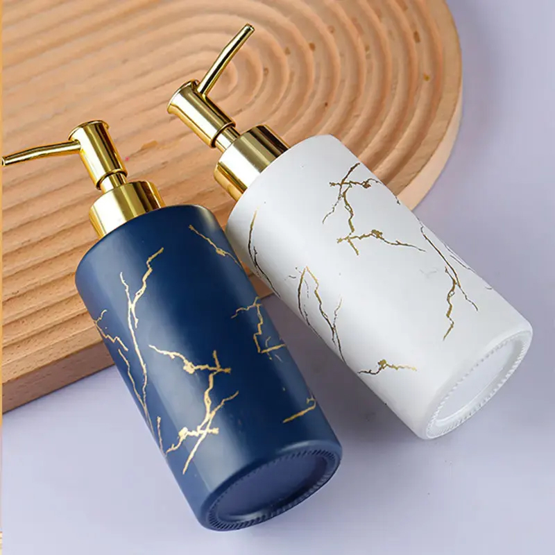 320 Ml Marble Pattern Hand Sanitizer Bottle Bathroom Shampoo Bottle Body Lotion Bottle With Pump