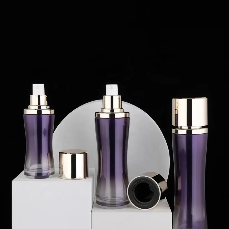 Hign end 15 30 50 100 120 ml custom empty luxury thick bottom skincare packaging set glass cosmetic pump bottle and cream jar