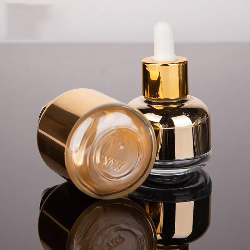 20ml 30ml 40ml 50ml 60ml luxury cosmetic perfume serum bottle round shape glass essential oil dropper bottle