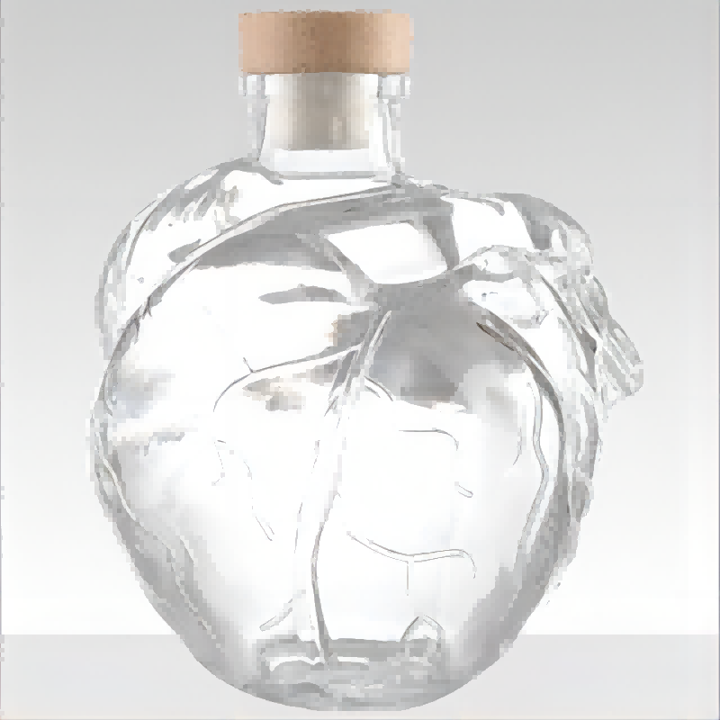 Specially customized glass bottles with heart shaped glass bottles for wine bottles